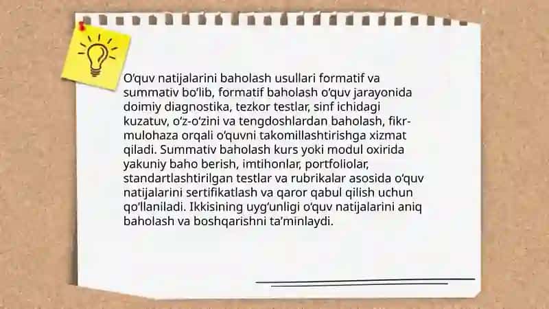 O‘quv natijalarini boshqarish va nazorat qilish 4