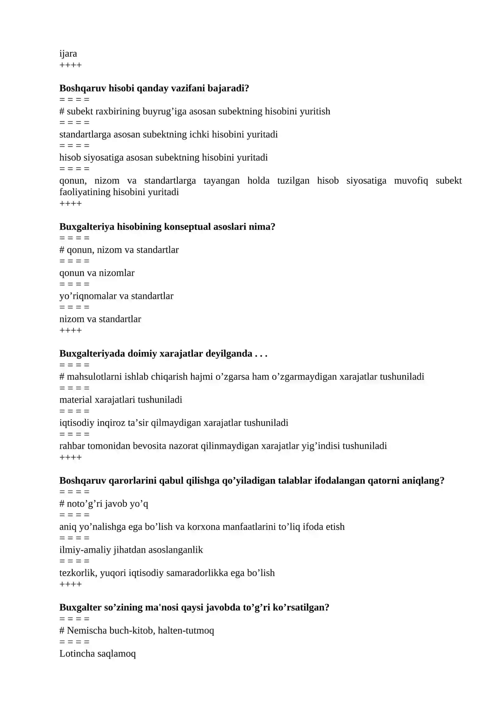 Bоshqaruv hisоbi fanidan test 4