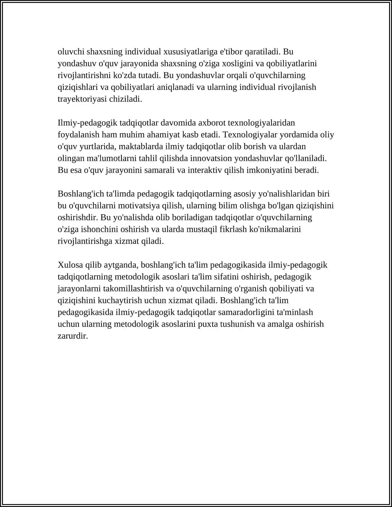 BOSHLANG'ICH TA'LIM PEDAGOGIKASI FANINING ILMIY-PEDAGOGIK TADQIQOTLAR METODOLOGIYASI VA TADQIQOT METODLARI 4