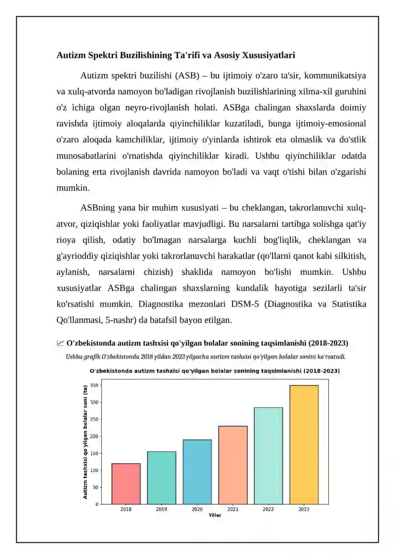 Autizm: Ta'rif, diagnostika va tarqalganlik 4