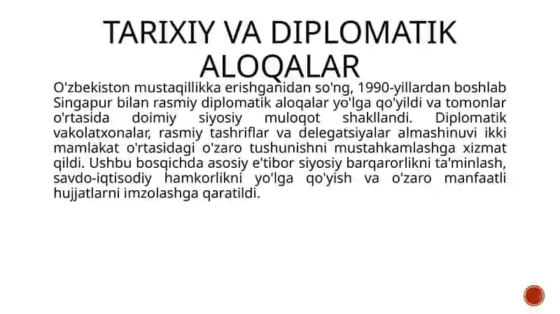 O'zbekiston va Singapur aloqalari 4