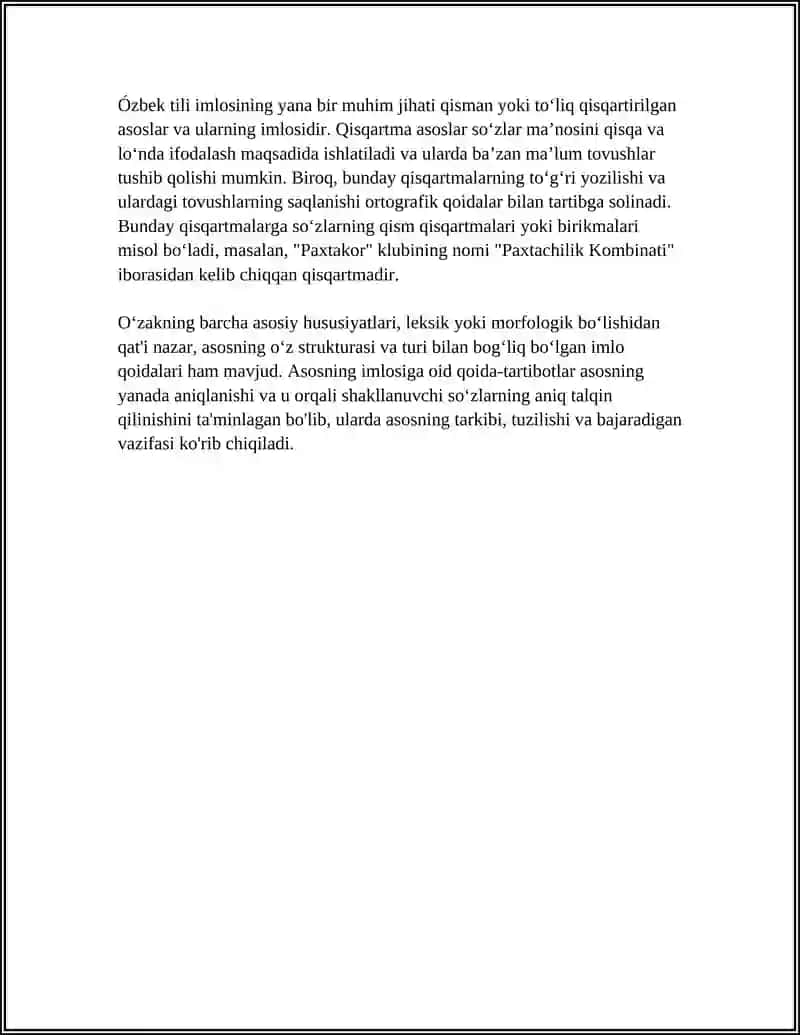 ÓZBEK TILIDA ASOS VA QÓSHIMCHALAR IMLOSI 4