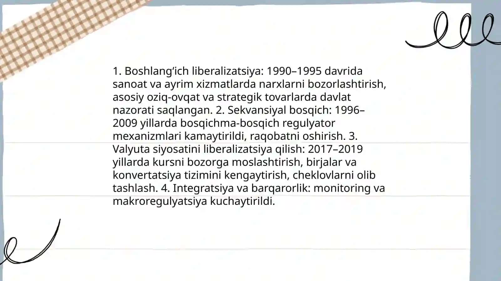Iqtisodiy islohotlar bosqichlari 4