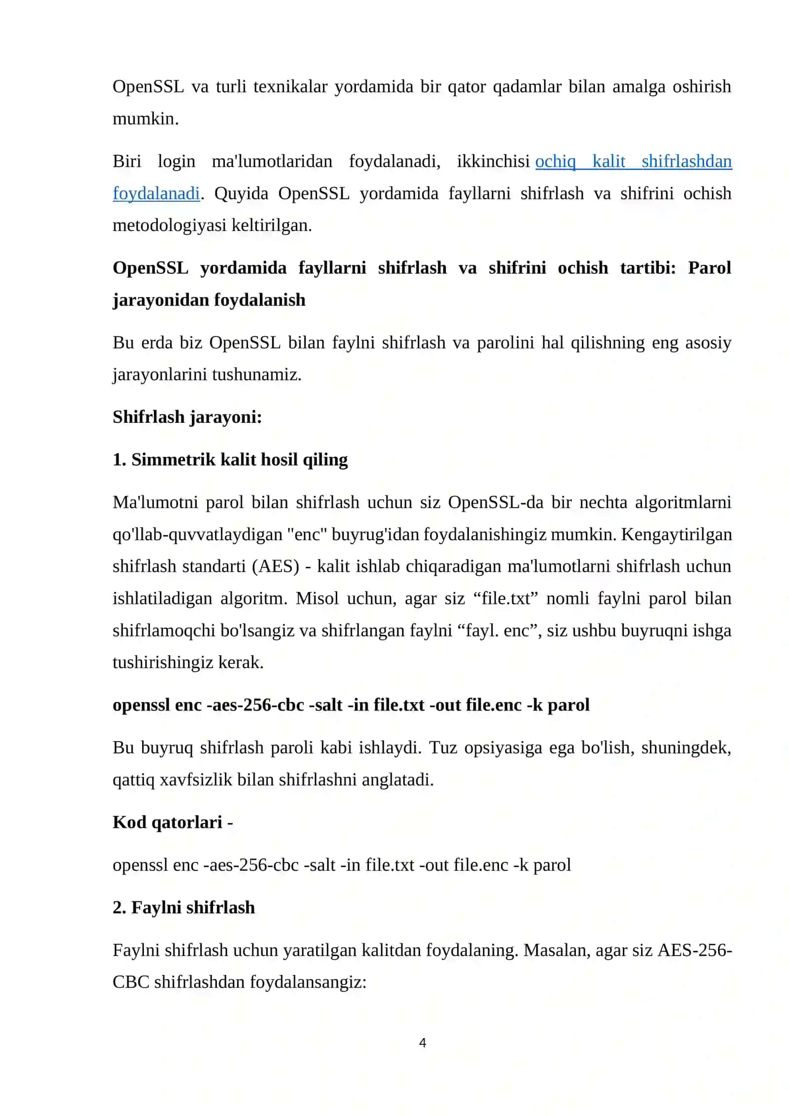 OpenSSL yordamida ochiq kalit shifrlash algoritmlari 4
