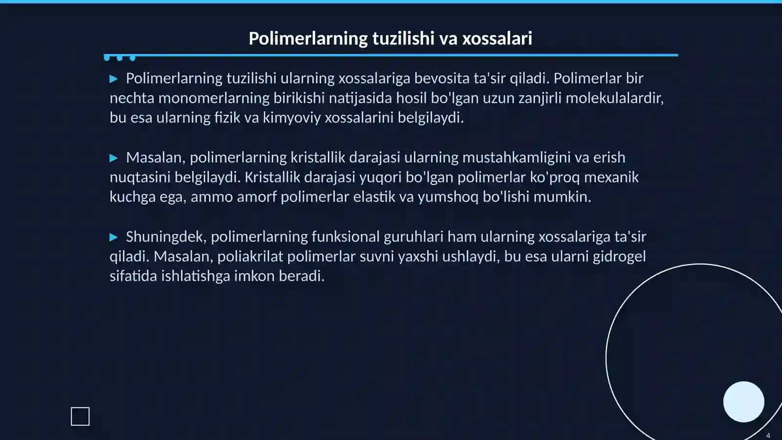 Polimerlar kimyosi fani 4