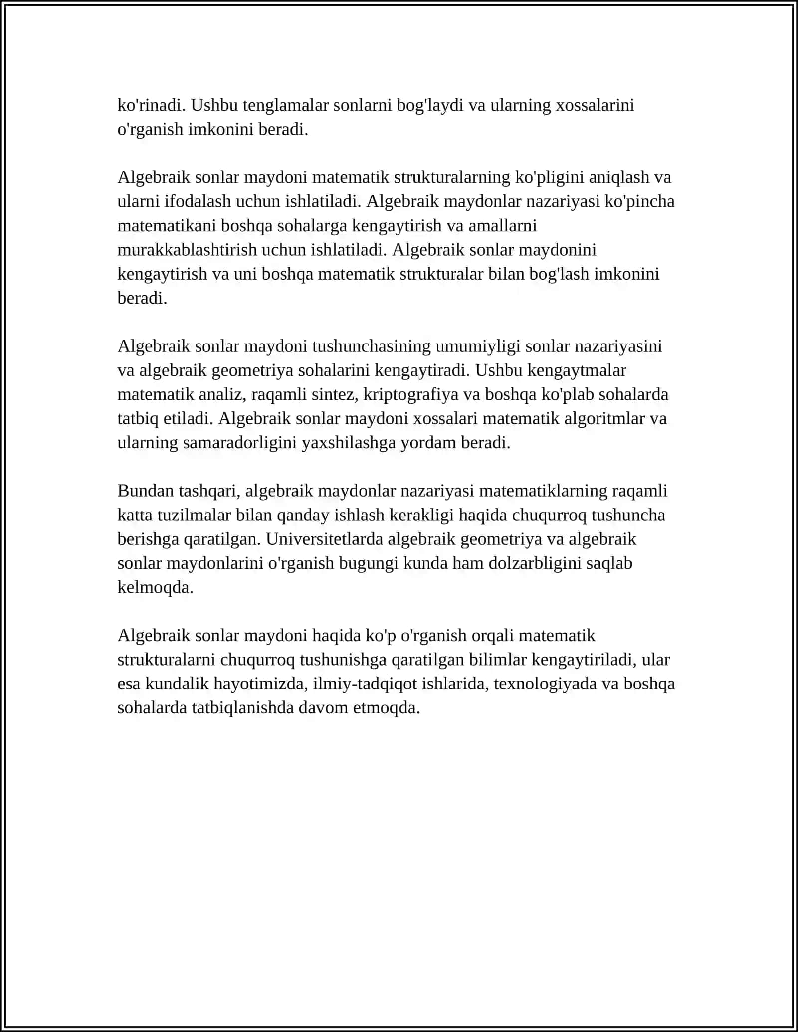 ALGEBRAIK SONLAR MAYDONI 4