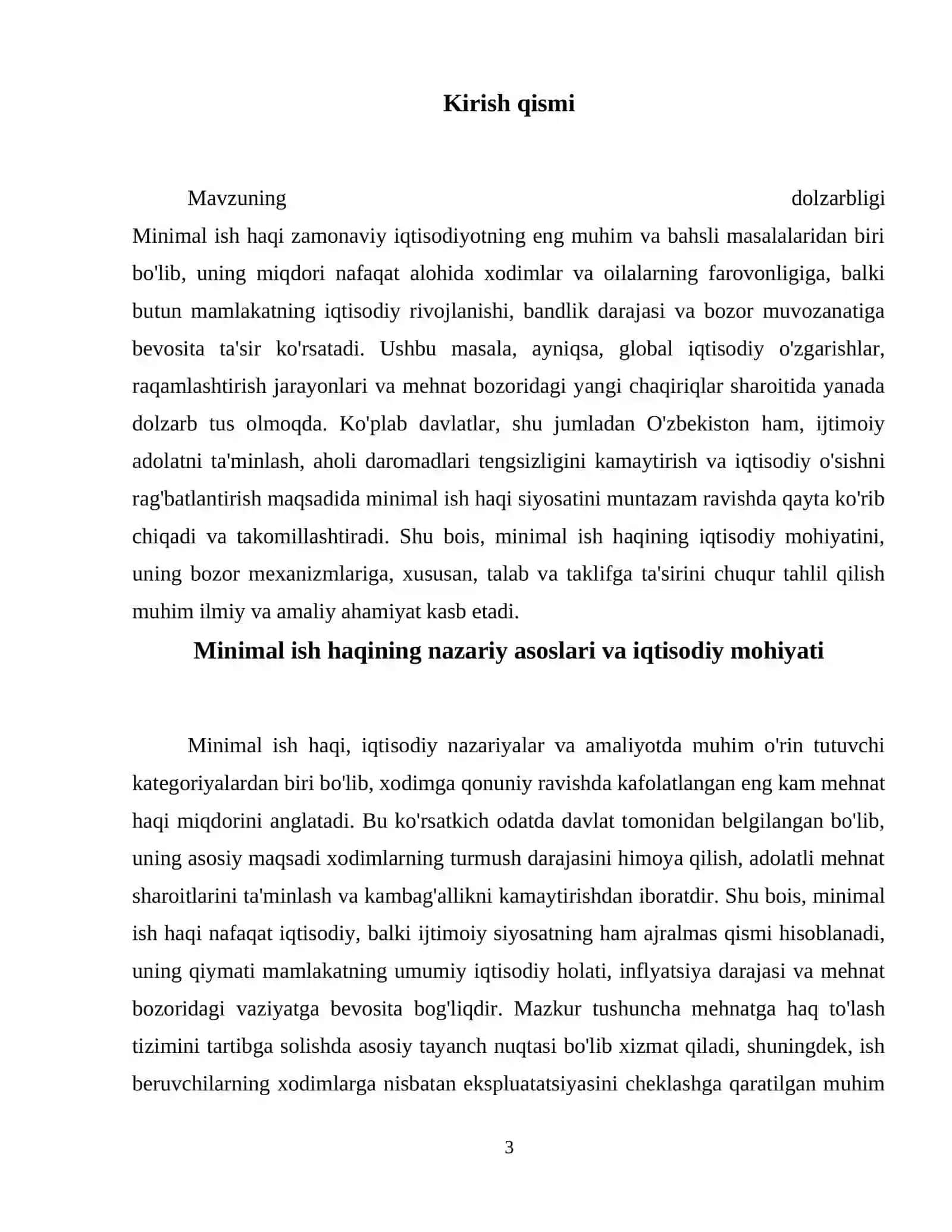 Minimal ish haqi va bozor muvozanati 4