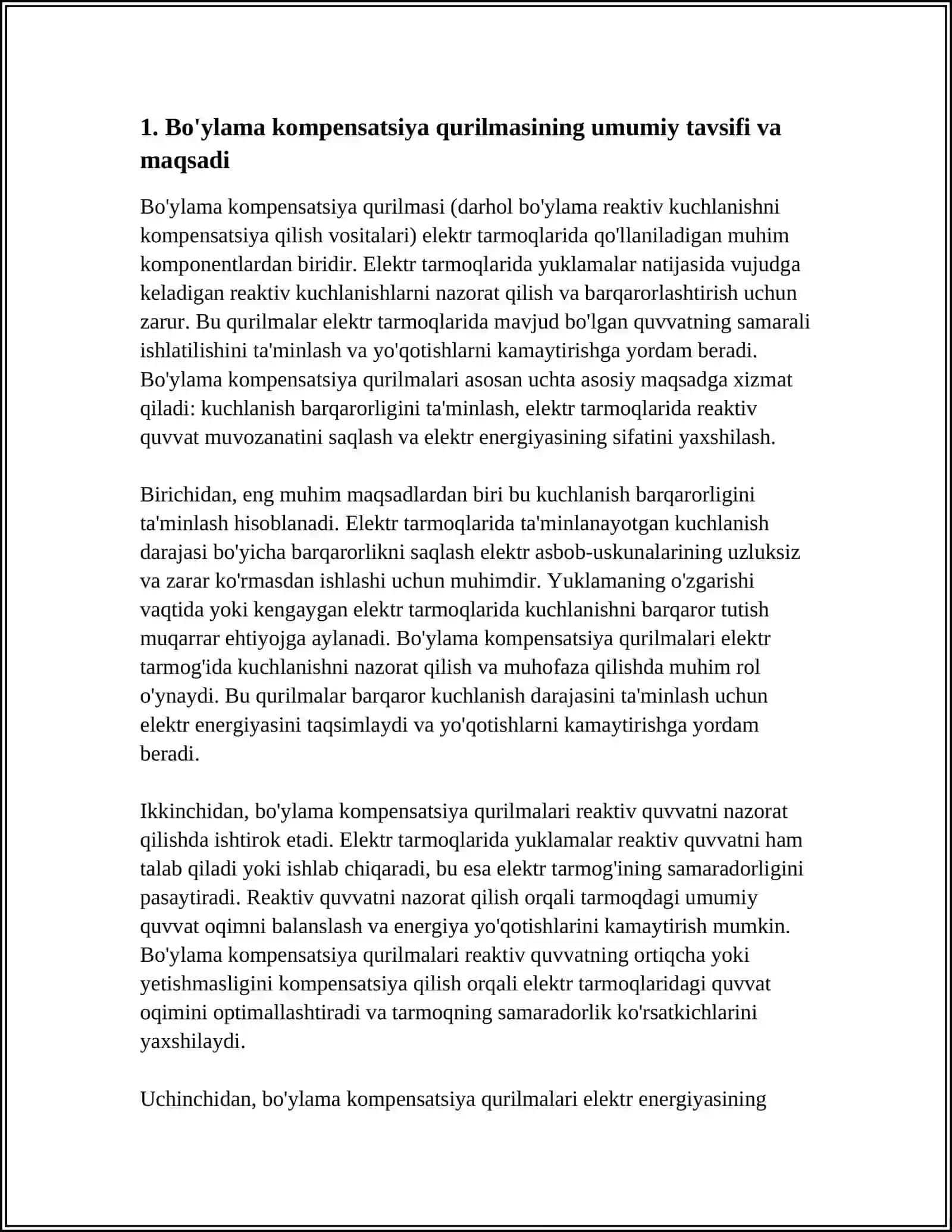 BO'YLAMA KOMPENSATSIYA QURILMALARNING VEKTORLI DIAGRAMMALARI VA ALMASHUV SXEMASI 4