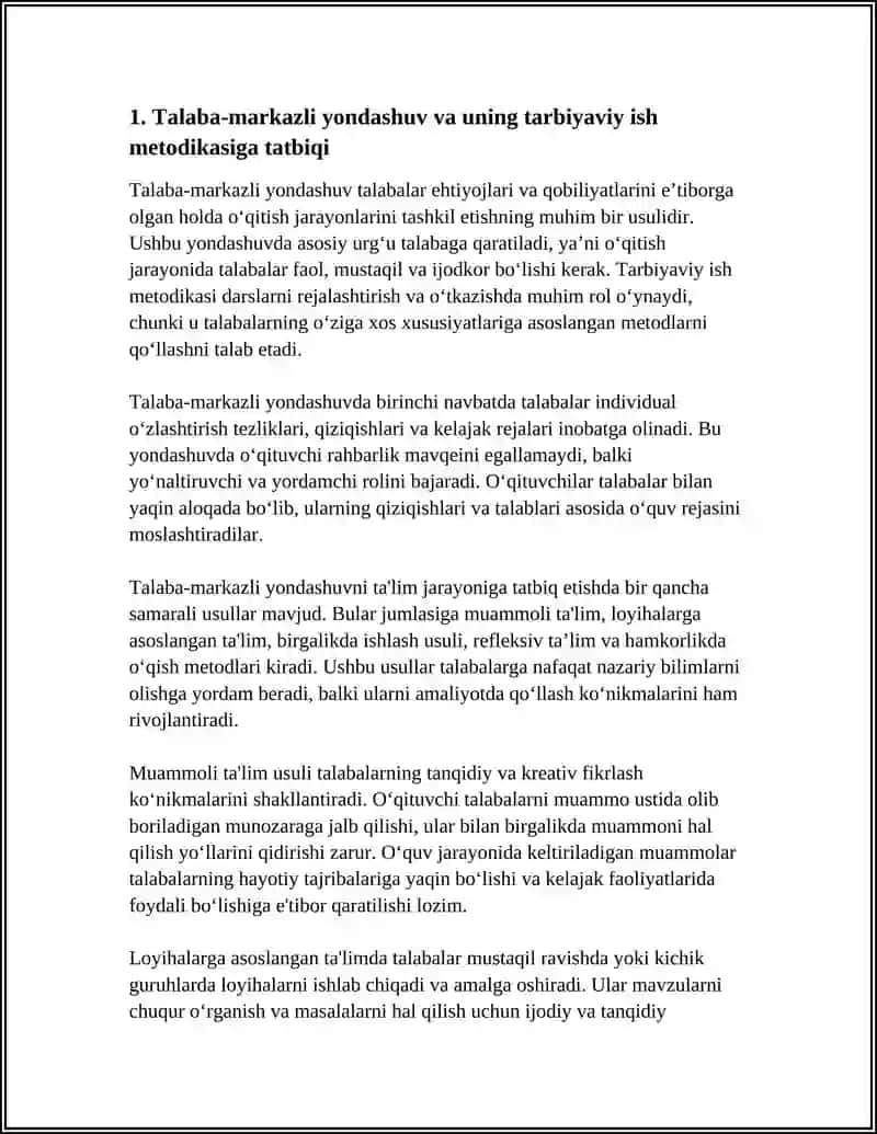 TARBIYAVIY ISH METODIKASI FANINI OʻQITISH JARAYONIGA ZAMONAVIY YONDASHUV VA ULARNING TURLARI 4