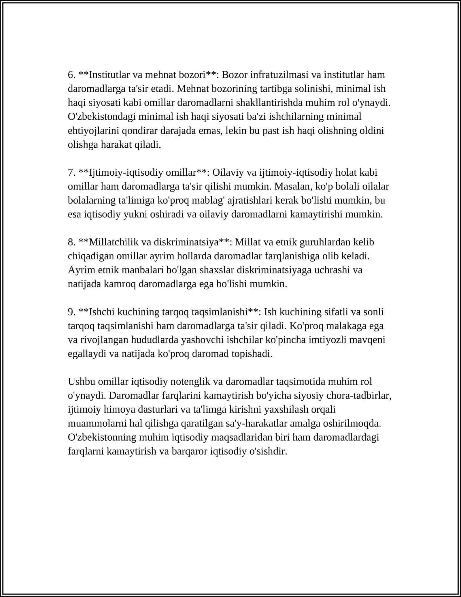 JAHON MIQYOSIDA DAROMADLAR TENGSIZLIGI 4