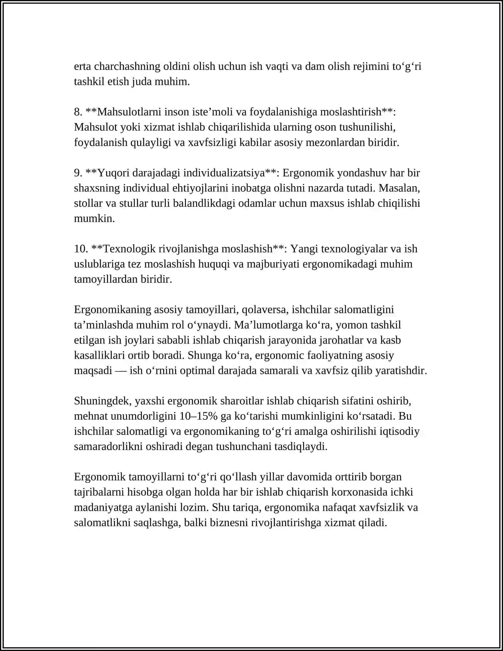 ERGONOMIKA ASOSLARI.XAVFSIZLIKNI BOSHQARISH 4