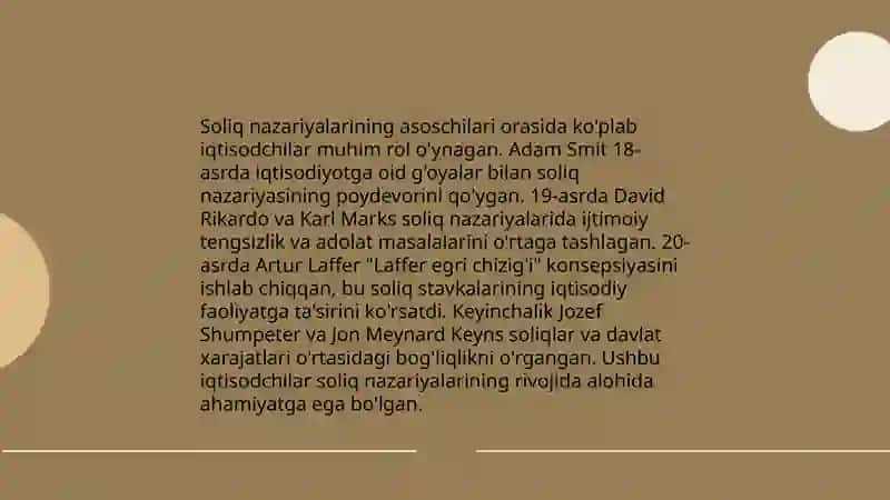 Umumiy soliq nazariyalari tarixi 4