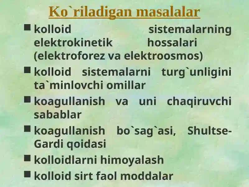 Kolloid sistemalar dializ yo'li bilan tozalash 4