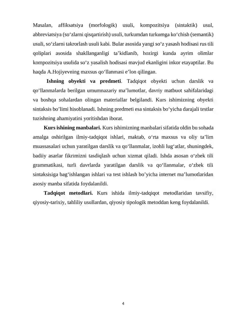 Sintaksis bo‘yicha darajali testlar to‘plami 4