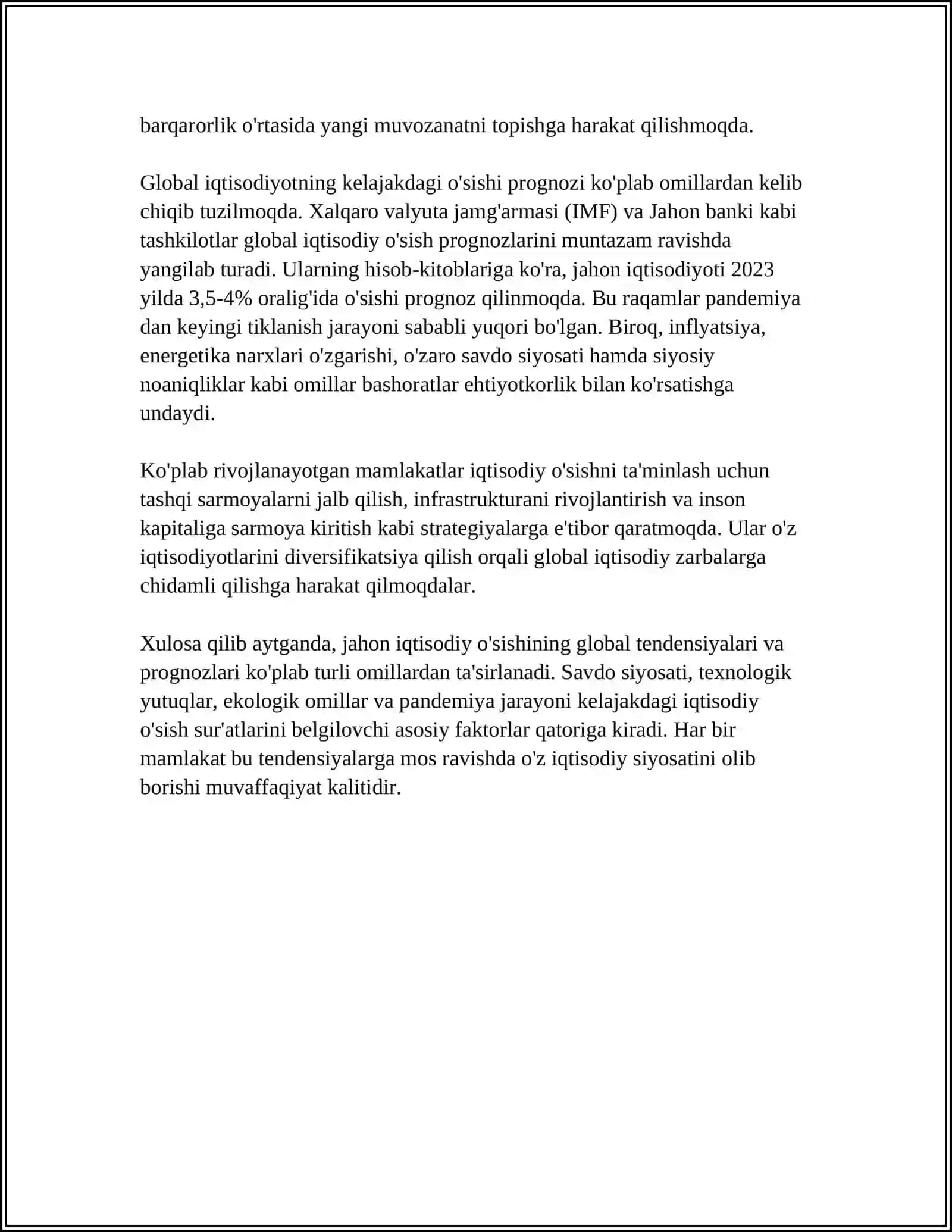 JAHON XO'JALIGIDA IQTISODIY O'SISH VA IJTIMOIY RIVOJLANISH MUAMMOLARI 4