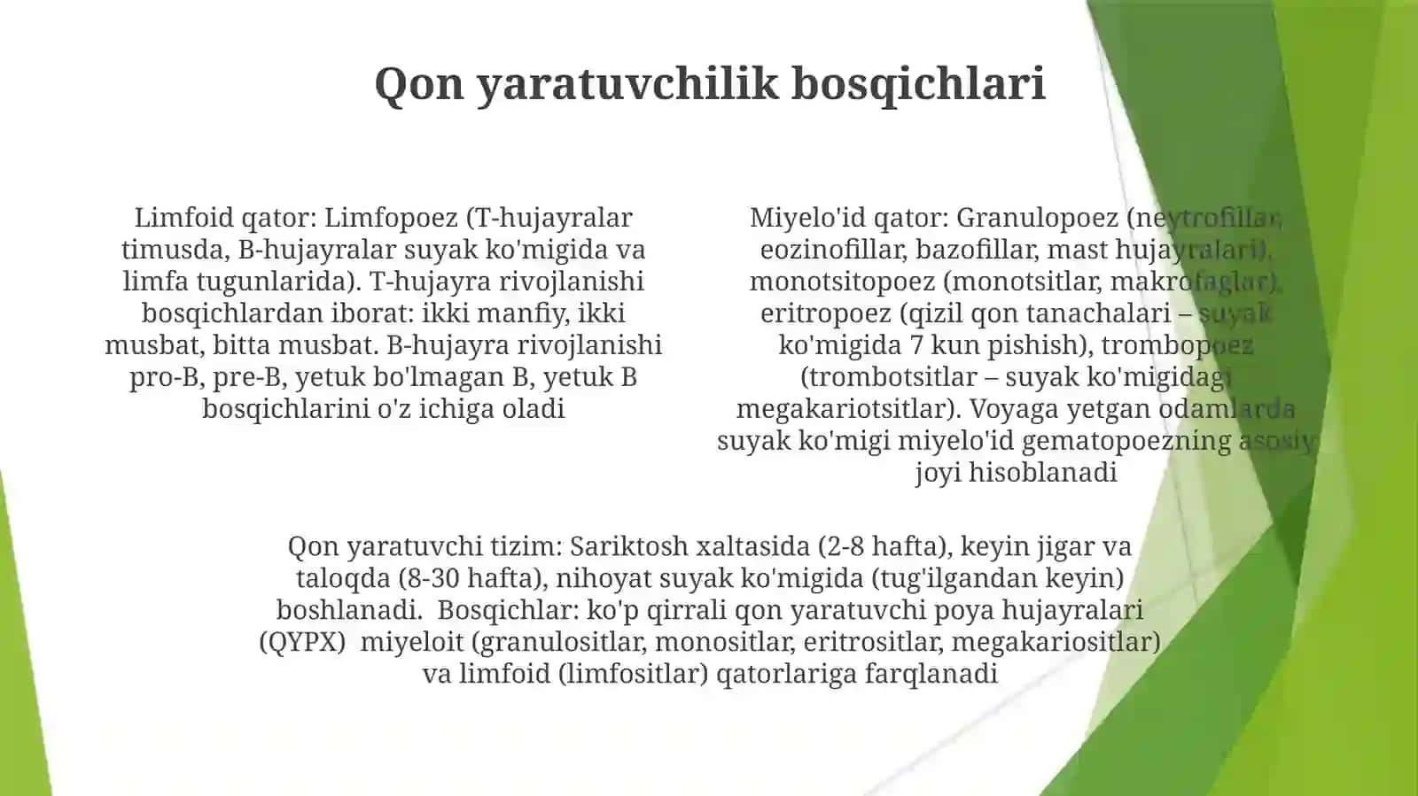Xomiladagematopoezningxususiyatlari 4
