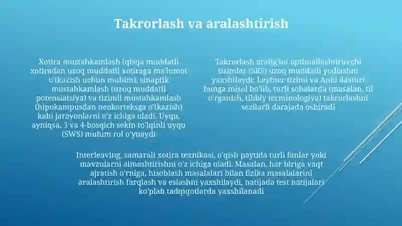 Xotira:ma'lumotni mustahkamlash usullari 4
