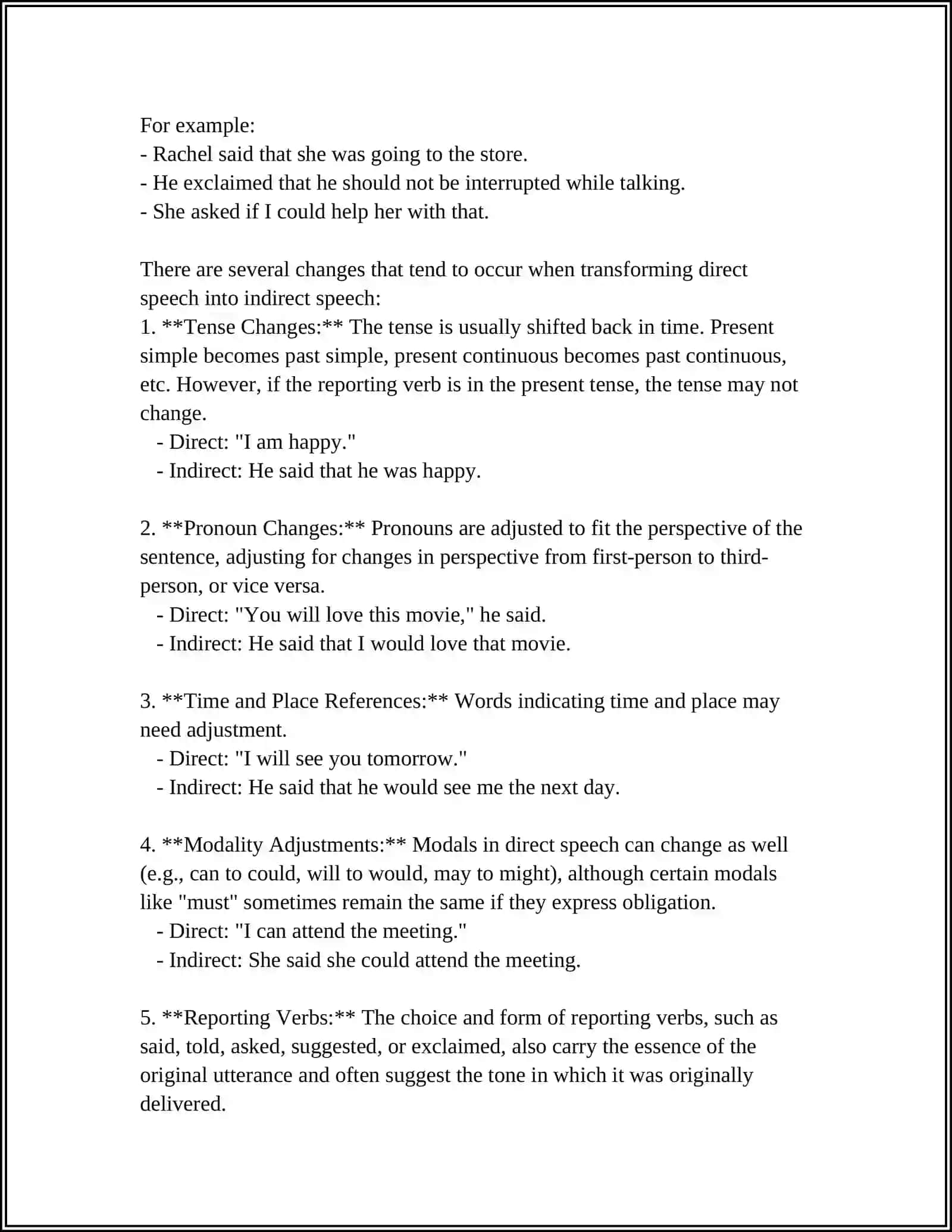 Direct and Indirect Speech 4