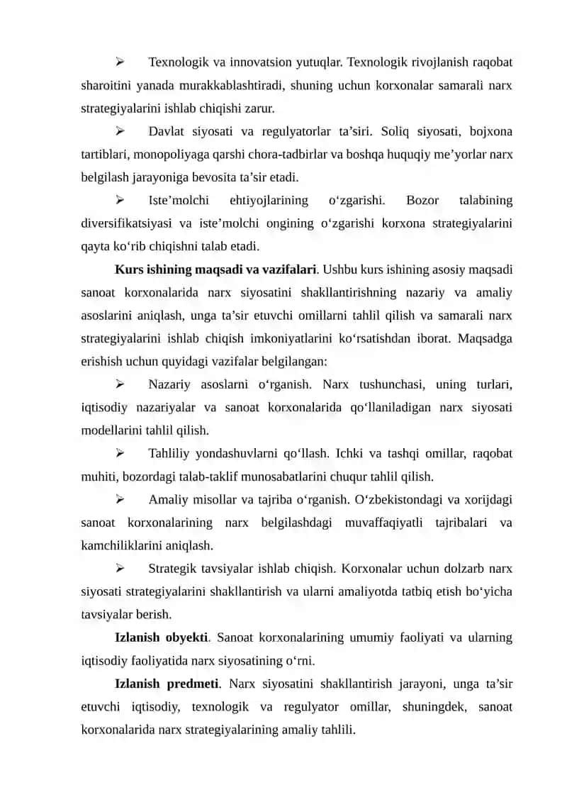 “Sanoat korxonalarida narx siyosati va uni shakllantirish” mavzusida ilmiy ish 4