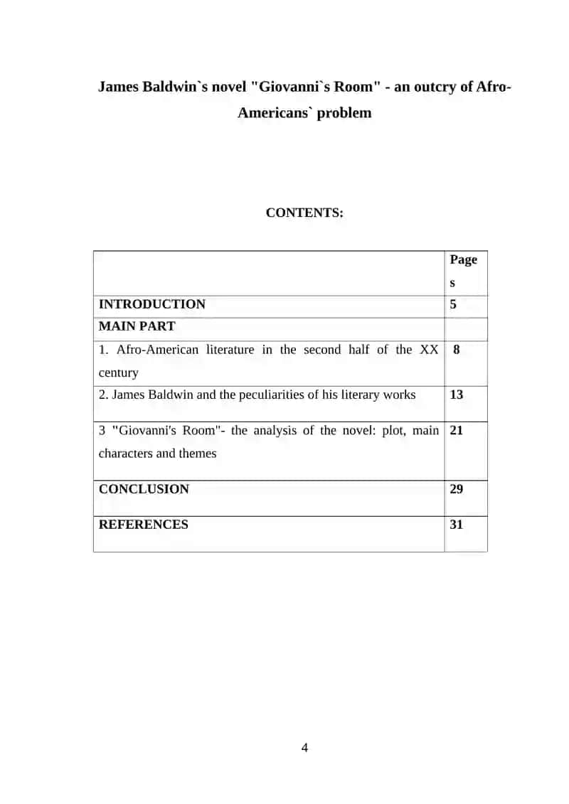 James Baldwin`s novel "Giovanni`s Room" - an outcry of Afro- Americans` problem 4