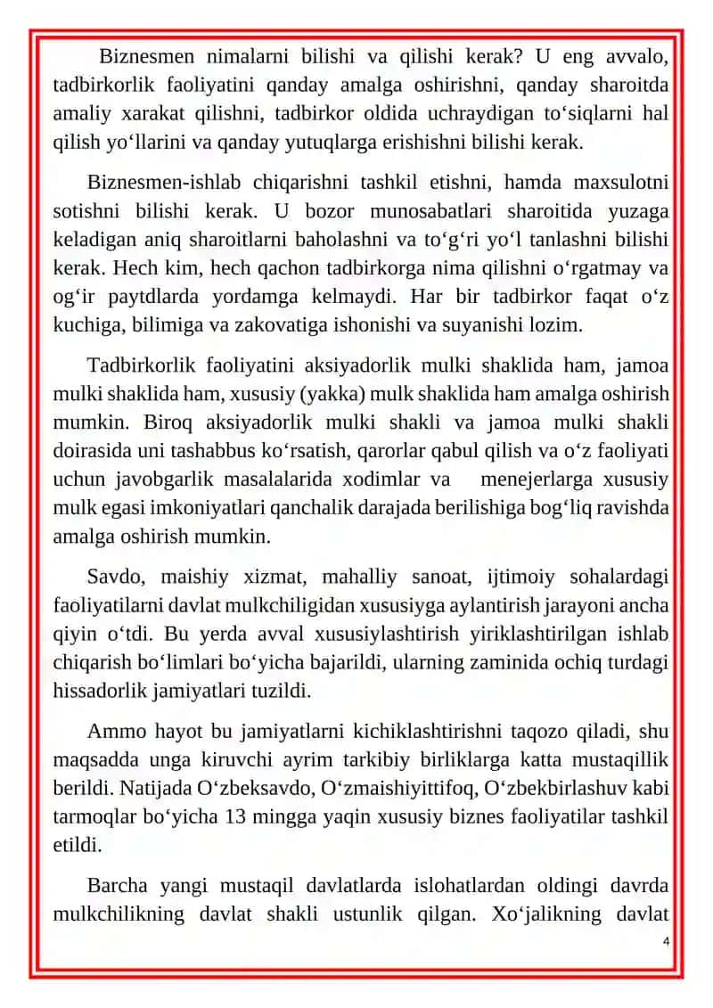 Biznes faoliyati va tadbirkorlik 4