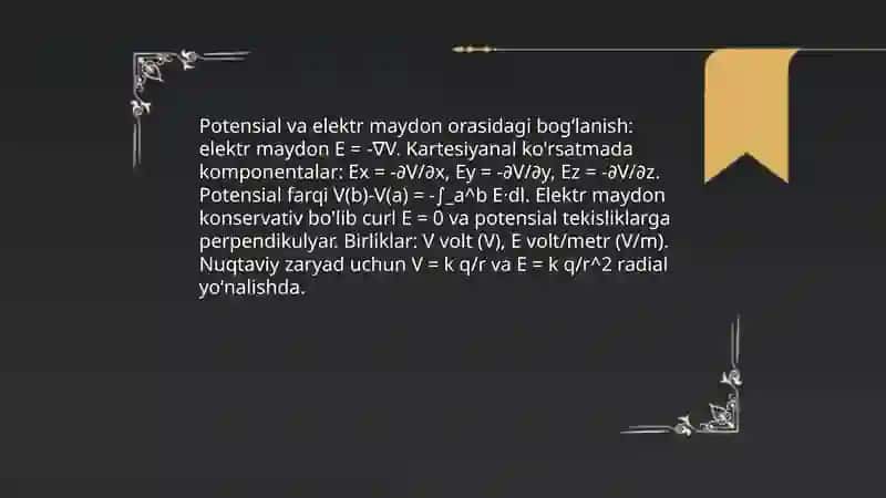 Elektrostatik maydon potensiali 4