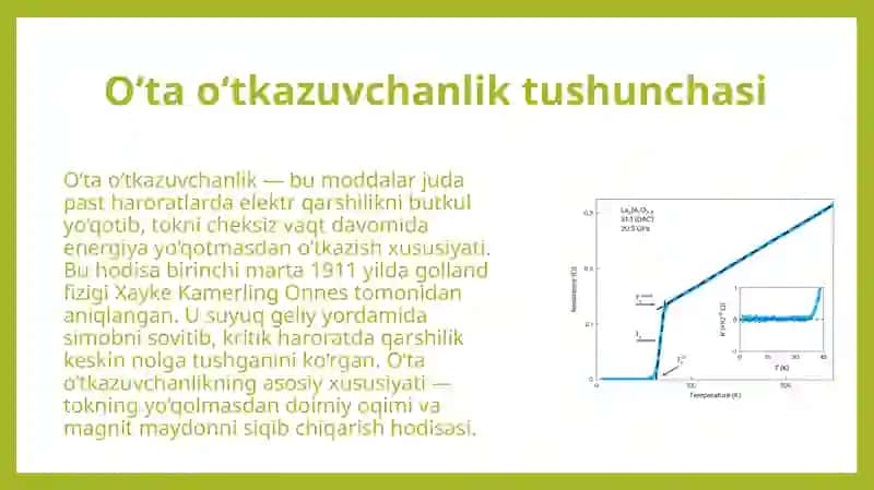 O‘ta o‘tkazuvchanlik va uning kvantmexanik talqini 4
