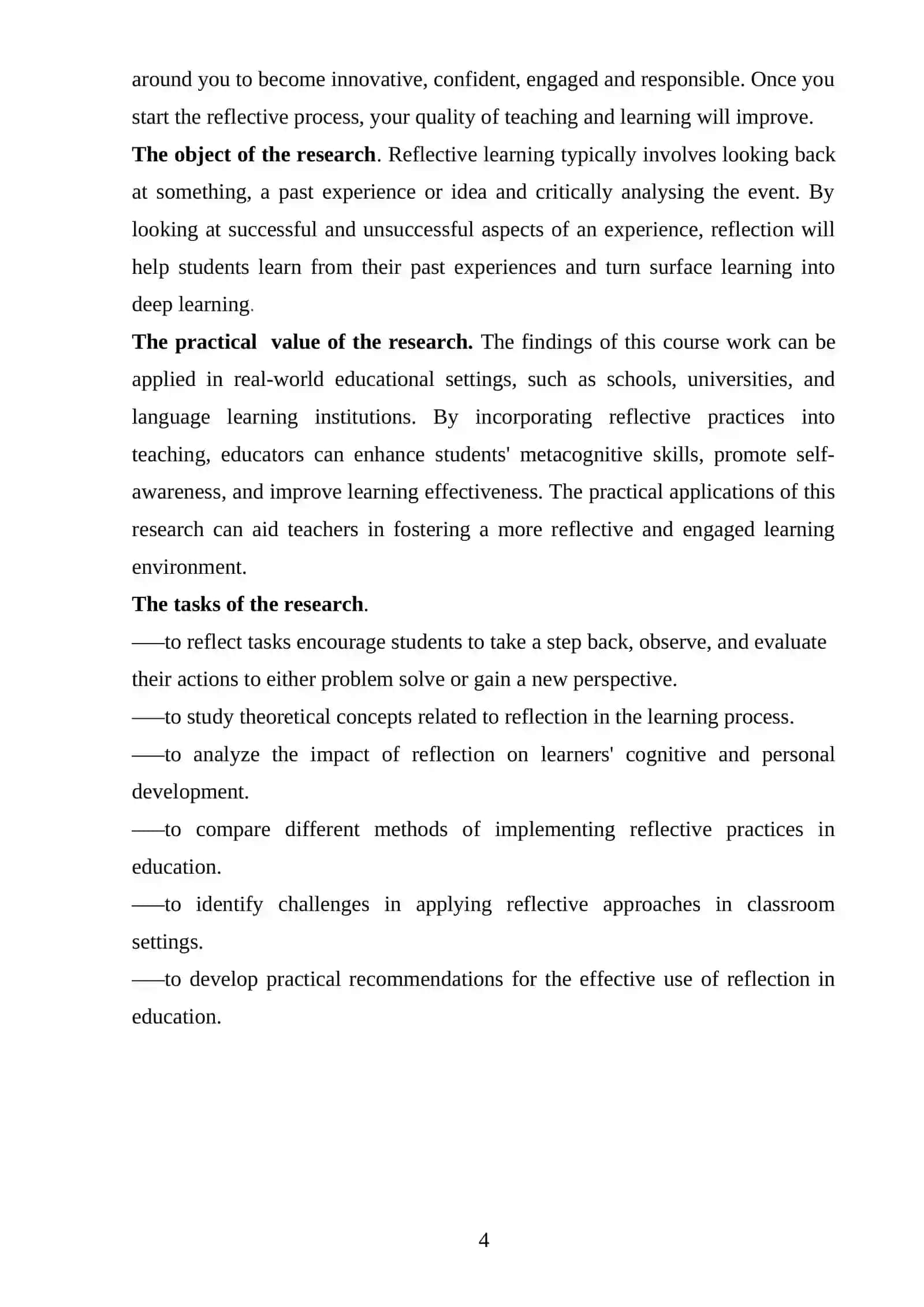 The Concept of Reflection in Education 4
