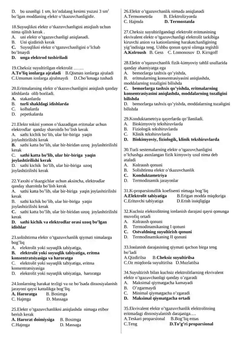 FIZ-XIMIYA 6-MAVZU test 4