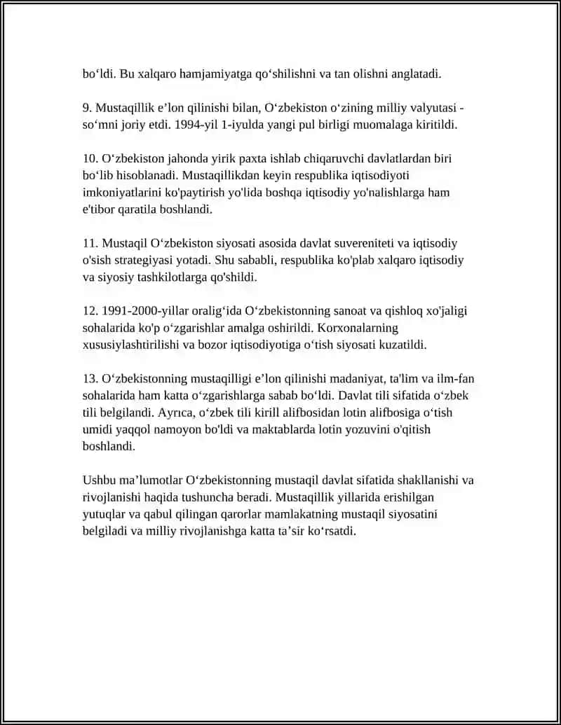 Oʻzbekiston mustaqil davlat 4