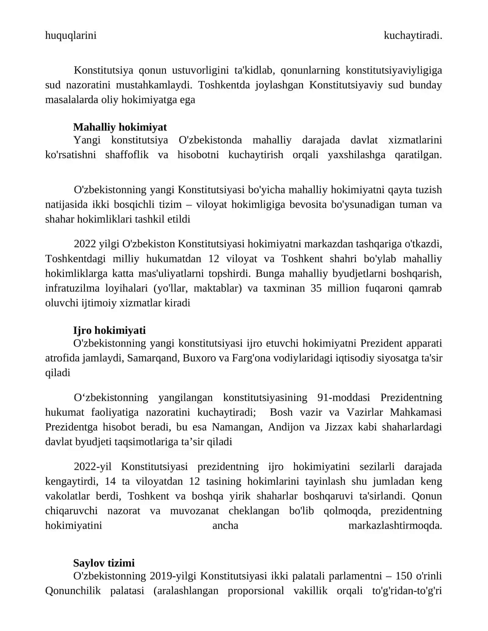 OʻZBEKISTON Respublikasi Yangi Konstitutsiyasi 4