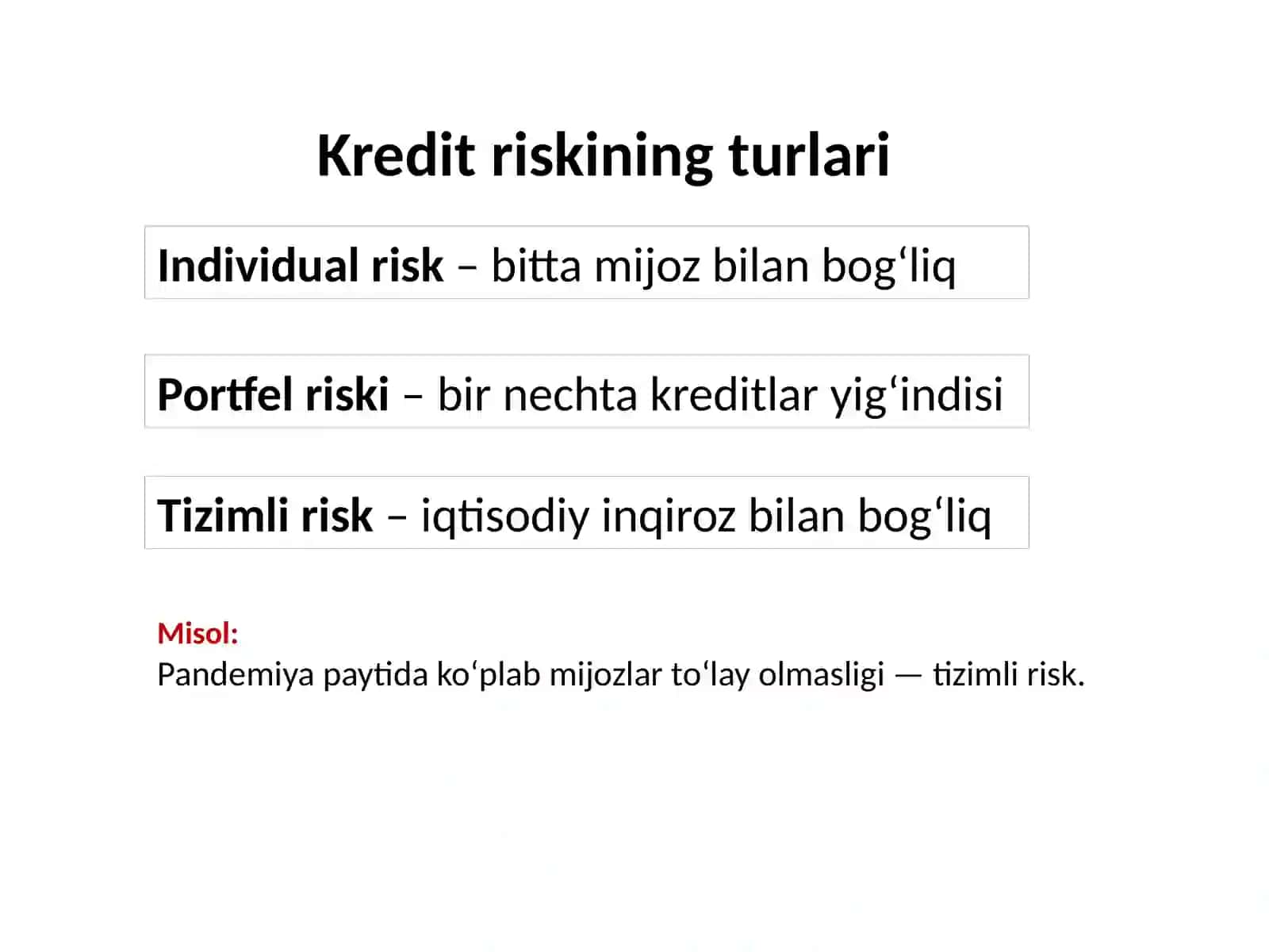 KREDIT RISKINI BOSHQARISH 4