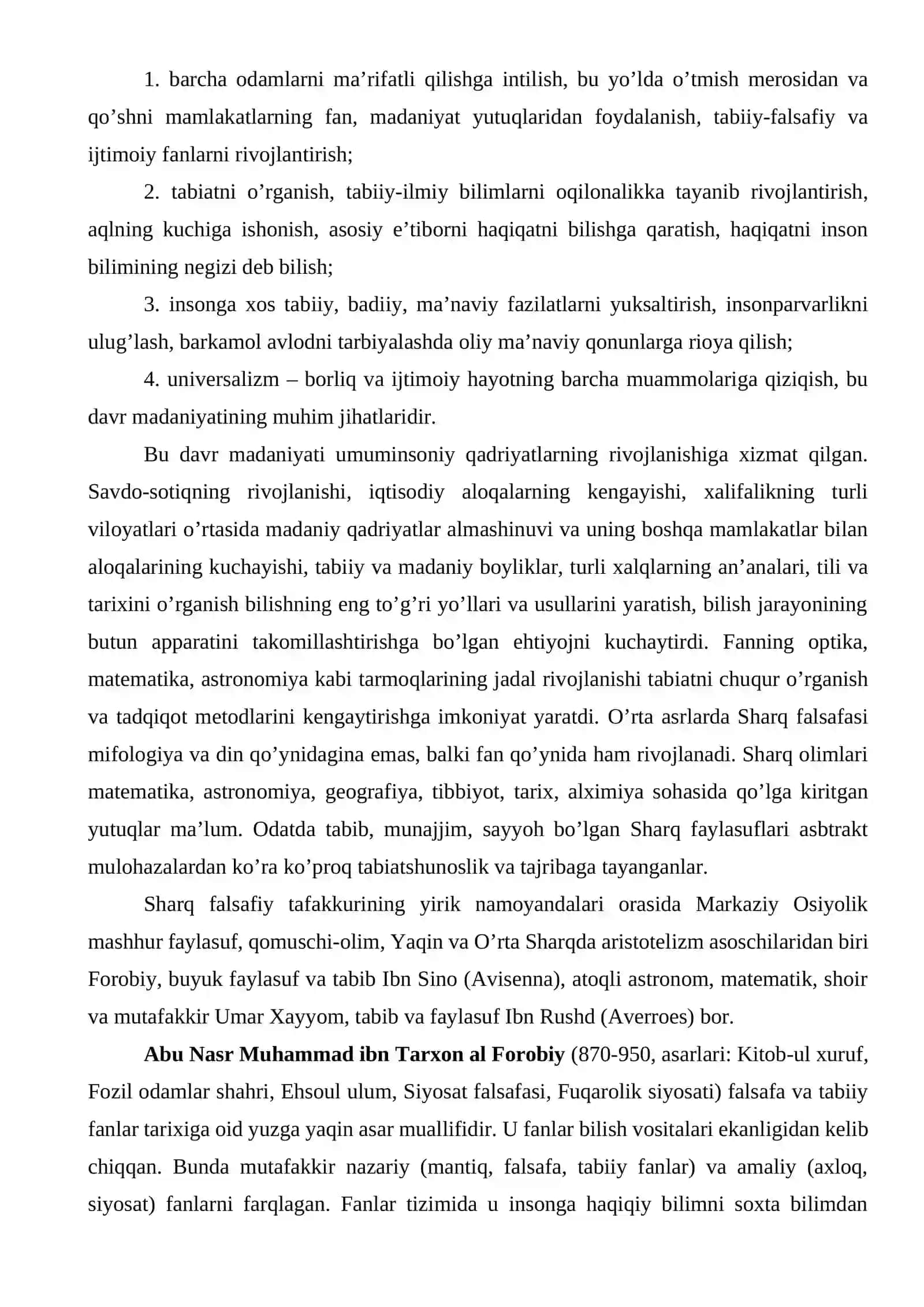 Ilk o’rta asr Sharq falsafasi va uyg’onish davri 4