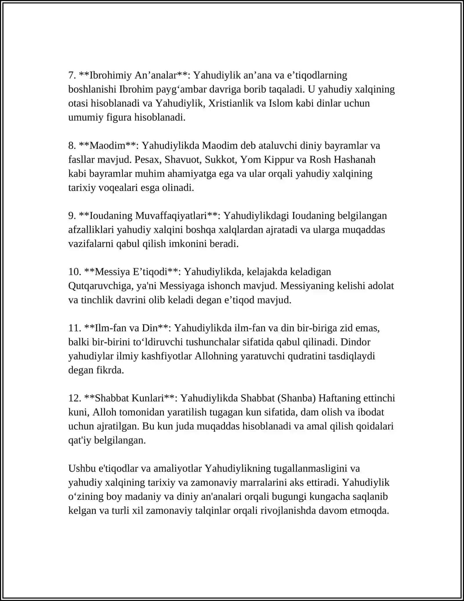 YAHUDIYLIK TA’LIMOTI, ANʼANA VA MAROSIMLARI 4