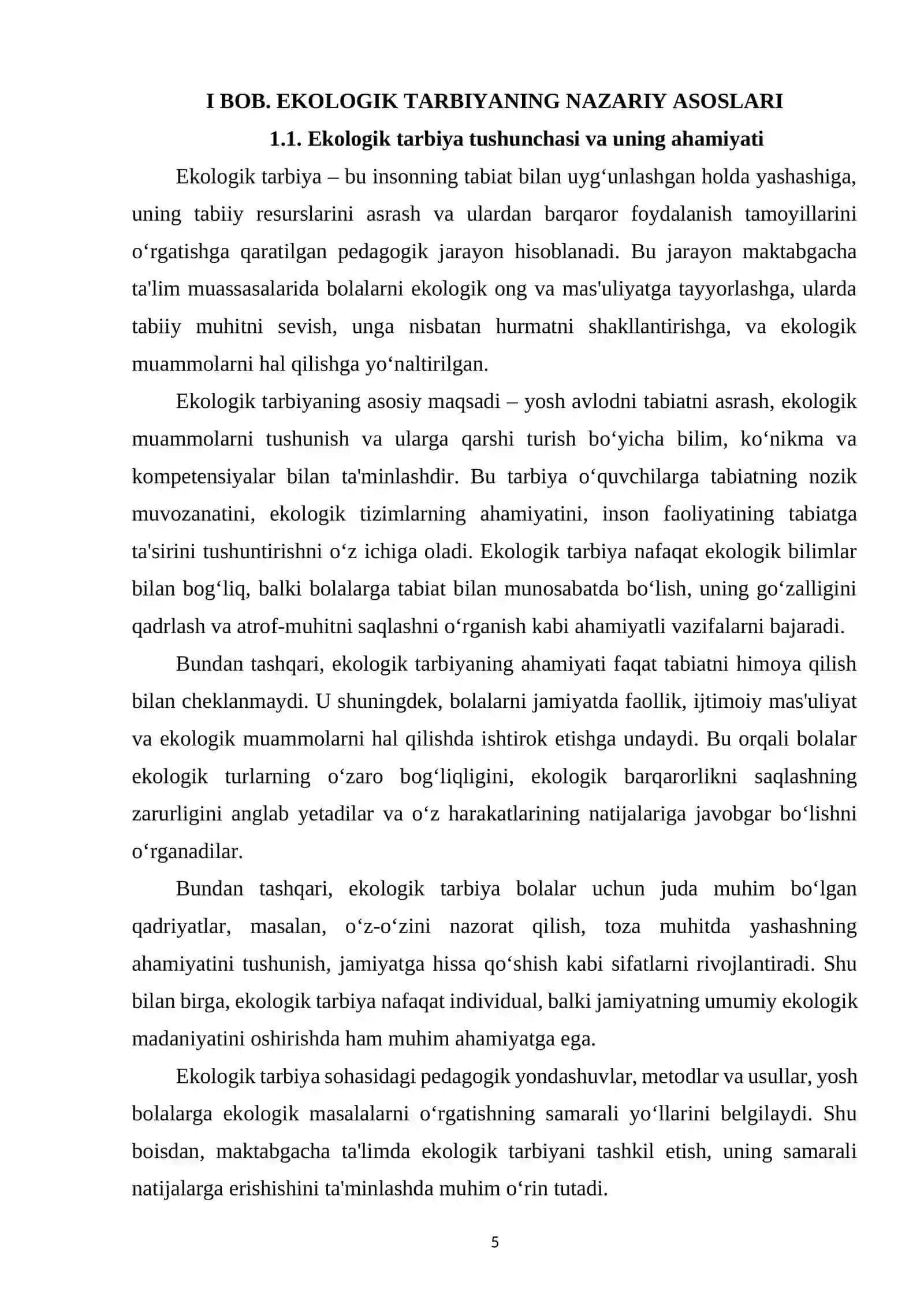 MAKTABGACHA TA'LIMDA EKOLOGI TARBIYANING PEDAGOGIK ASOSLARI 4