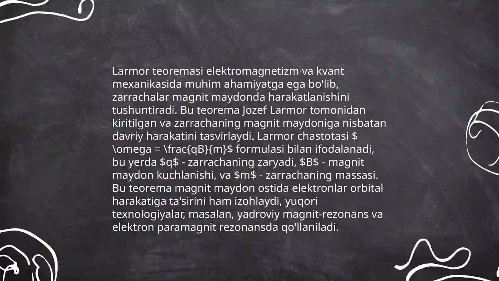 Magnit momenti. Larmor teoremasi 4