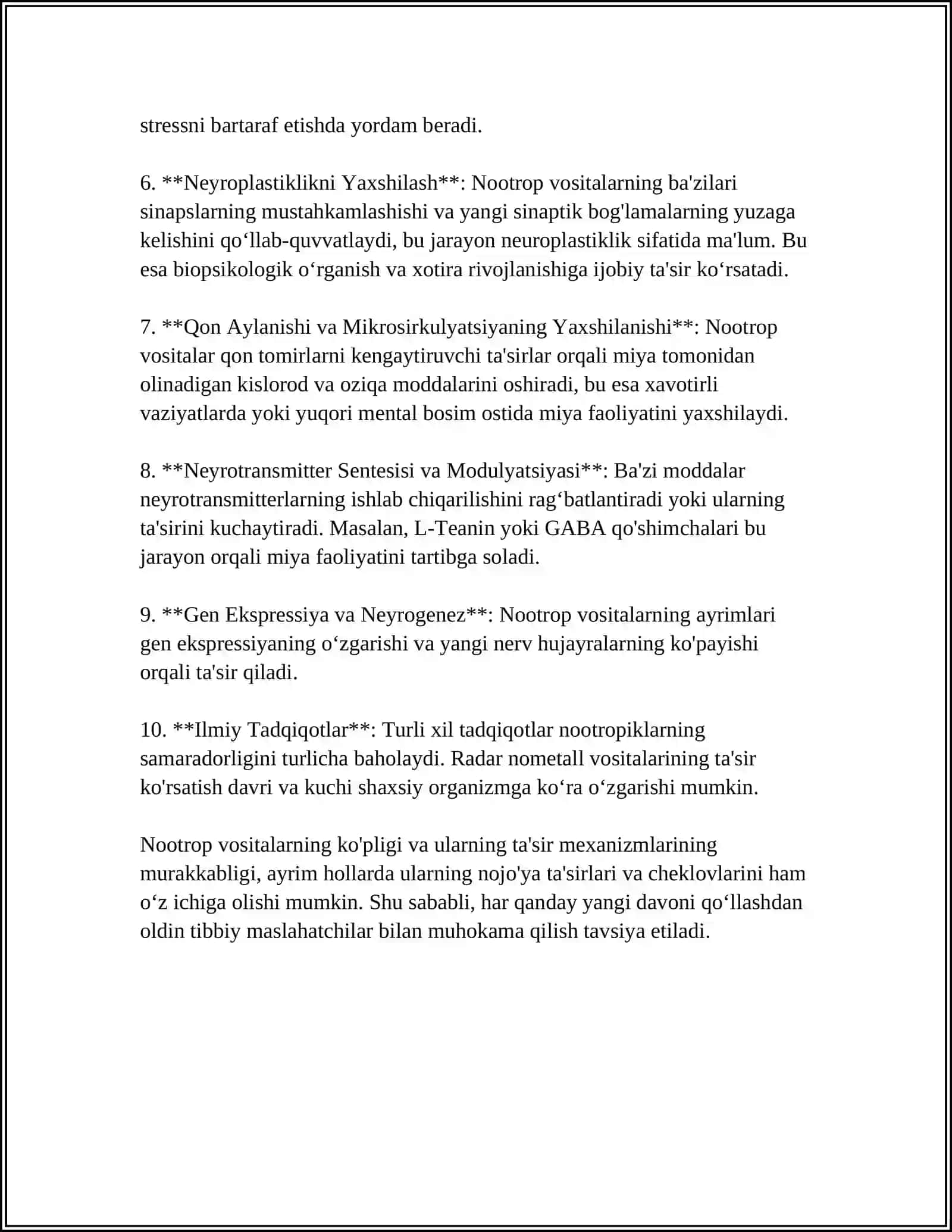 NOOTROP VOSITALAR.ANALEPTIKLAR 4
