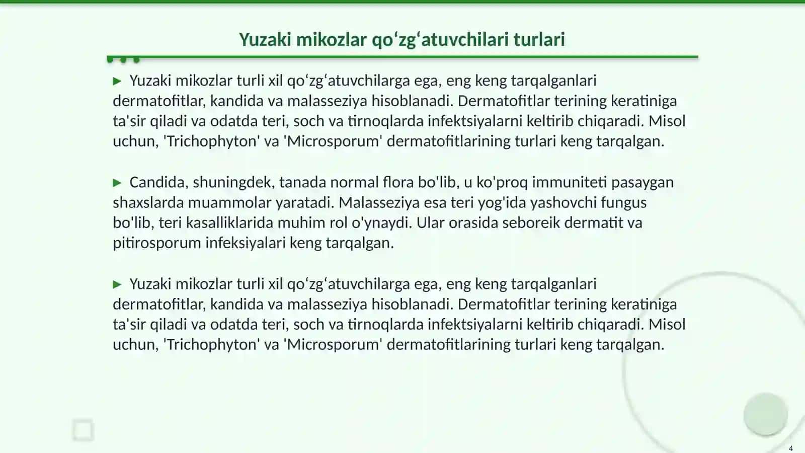 Yuzaki mikozlar qoʻzgʻatuvchilari 4
