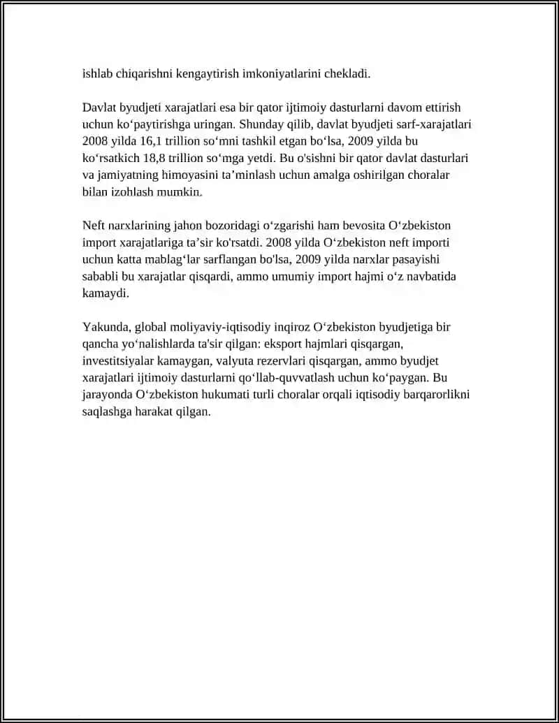 JAHON MOLIYAVIY-IQTISODIY INQIROZI SHAROITIDA O‘ZBEKISTON RESPUBLIKASINING BYUDJET-SOLIQ SIYOSATI 4