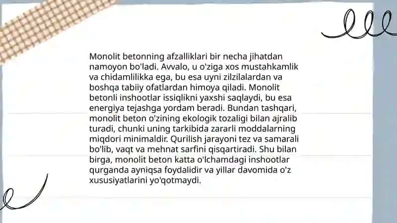 Quyma (monolit) beton. Umumiy ma’lumotlar 4