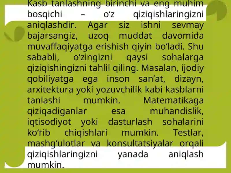 Kasb tanlashda yanglishmaslik 4