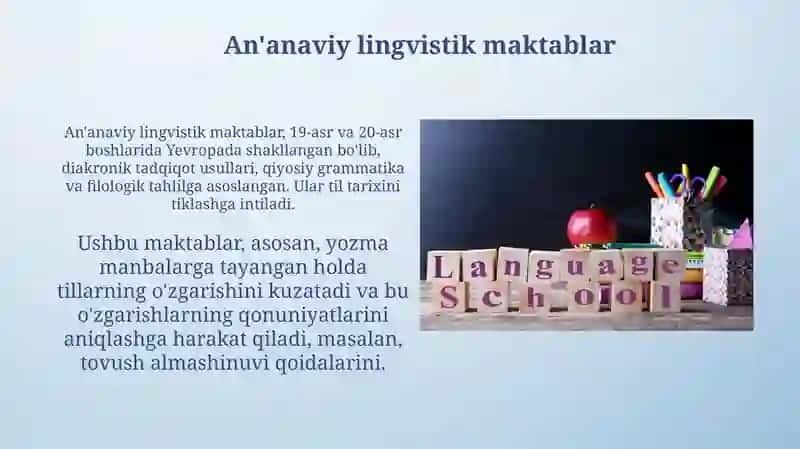 Tilshunoslik maktablari va ularning amaliy asosi 4
