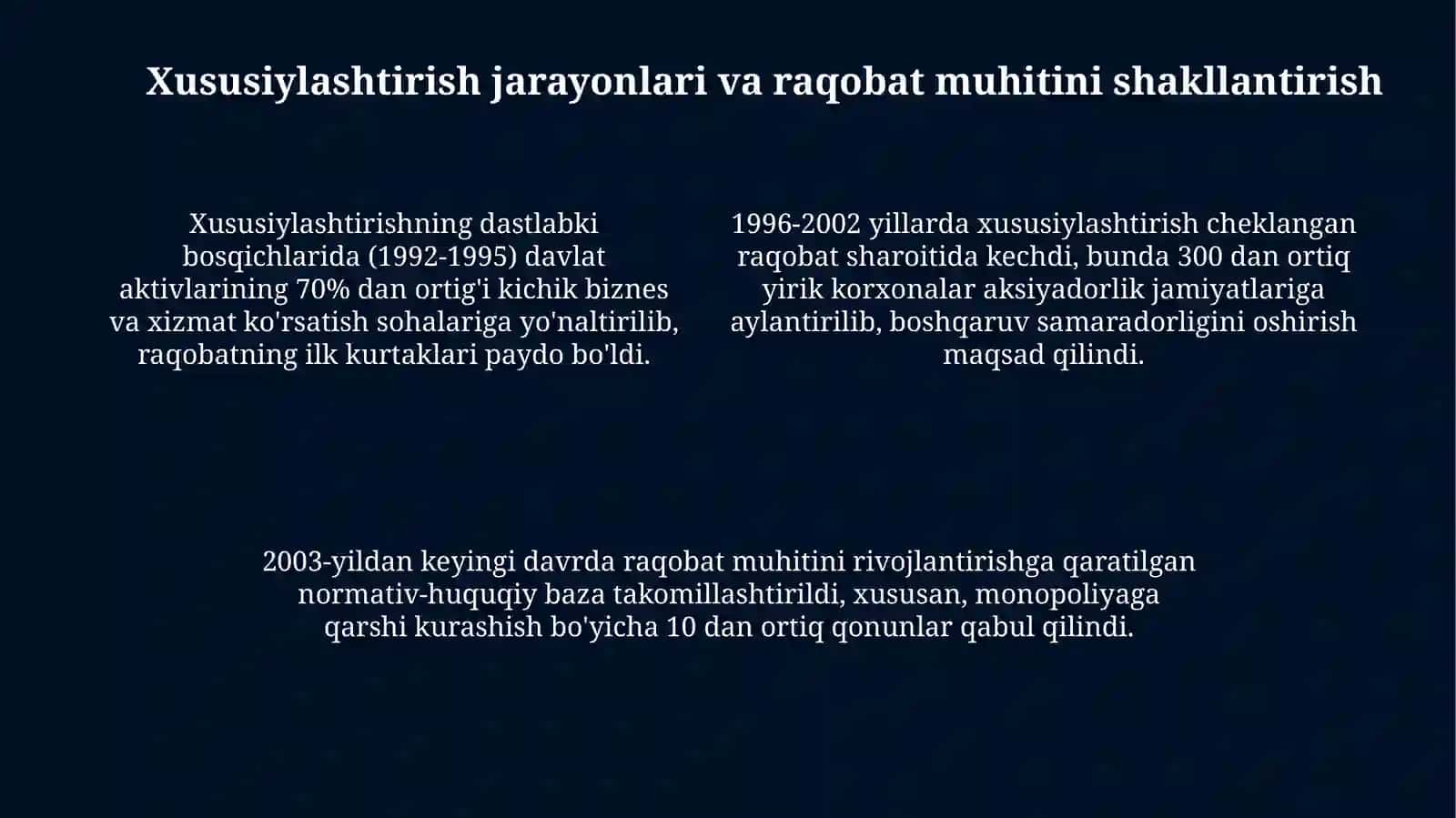 Bozor islohotlarining asosiy bosqichlari 4