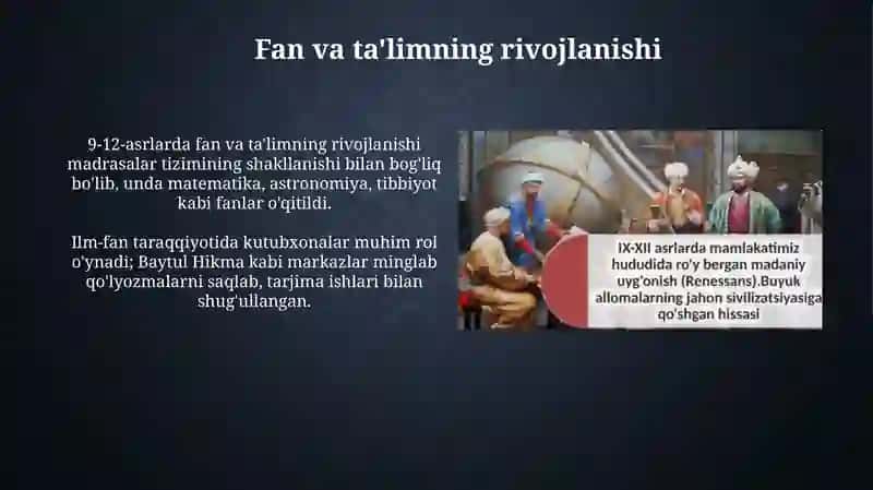 9-12-asrlarda madaniy yuksalish 4