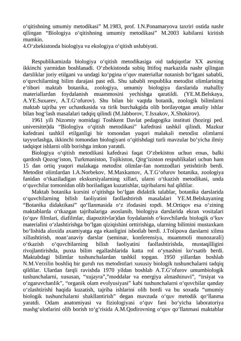 Tabiiyotshunoslik o‘qitish metodikasi 4