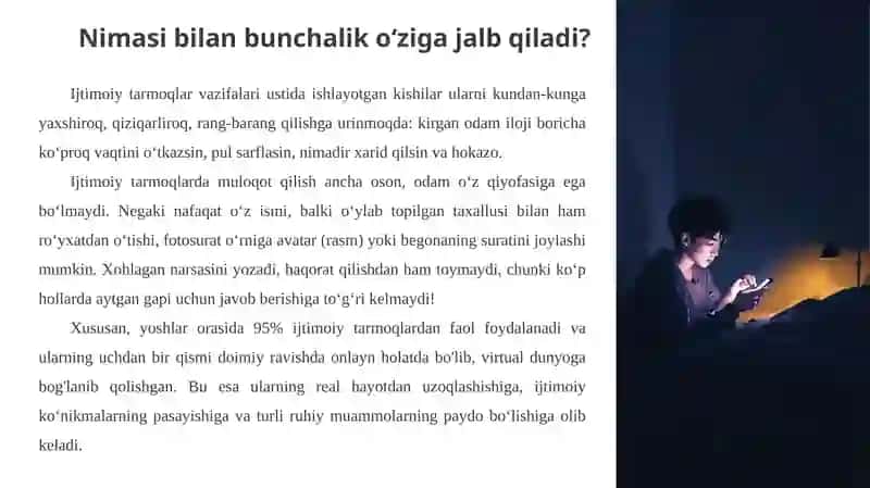 Ijtimoiy tarmoqlarga qaramlik — XXI asr epidemiyasimi 4