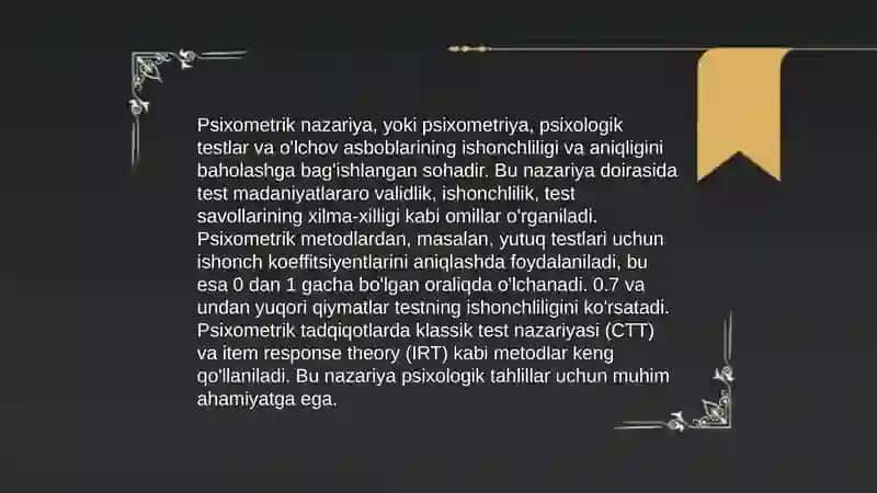 Dastlabki psixologik oʻlchov nazariyalari 4