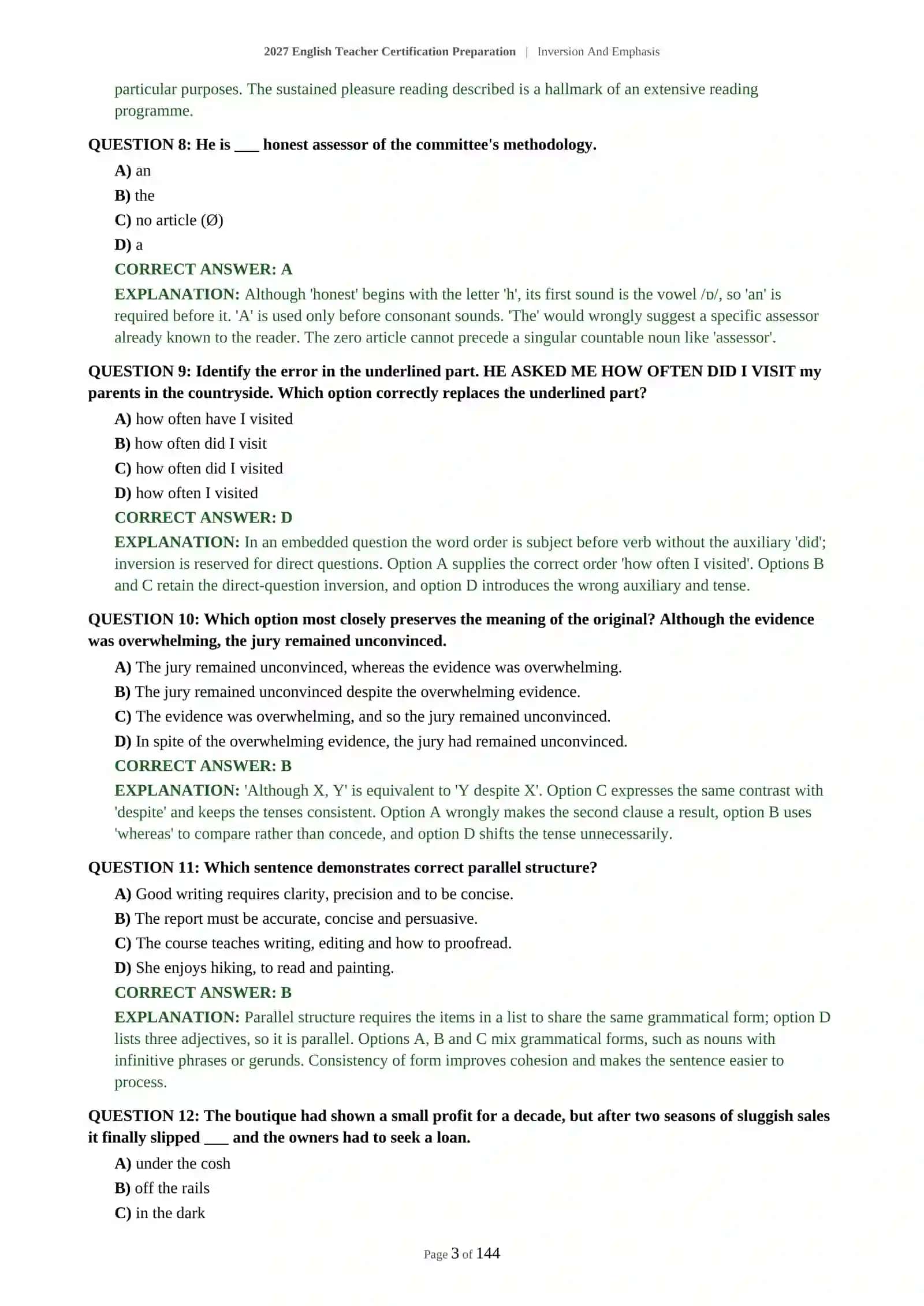 Inversion And Emphasis English Teacher Certification Preparation 2027 4