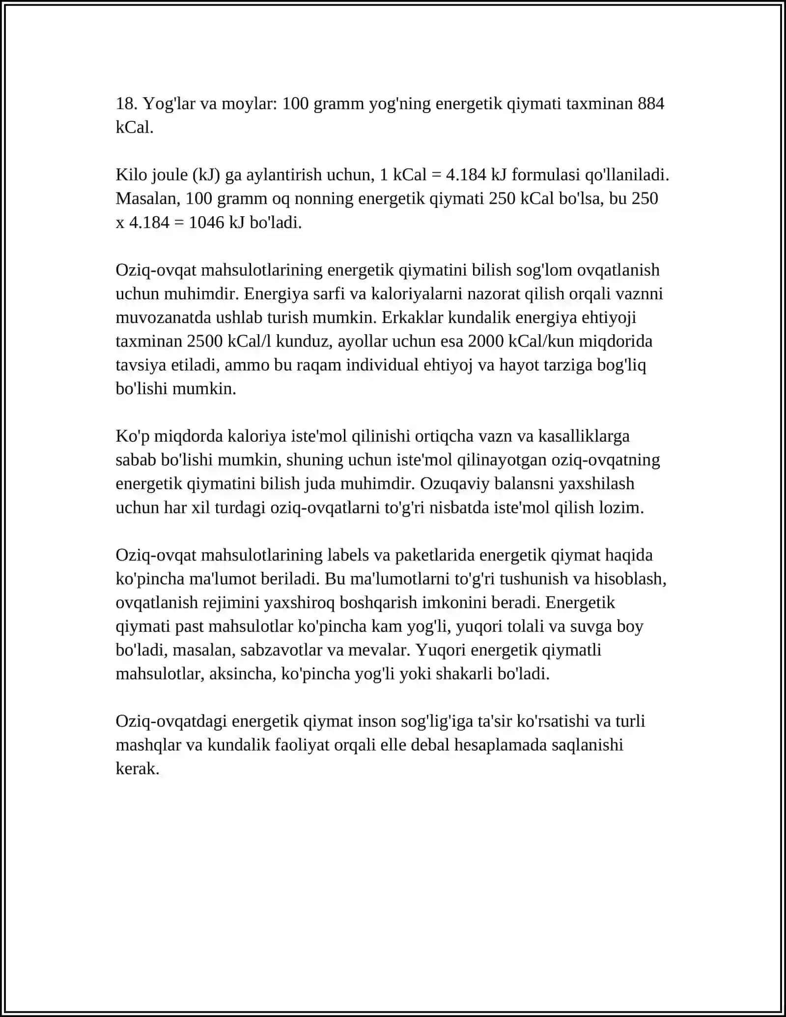 Energetik qiymati 4