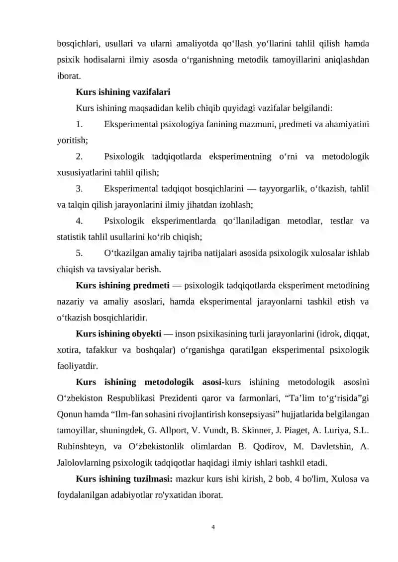 Eksperimental psixologik jarayonlar bosqichlari 4